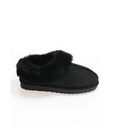 Furniq Uk Women's Sheepskin Slippers, Black Suede