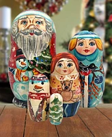 Designocracy Santa Family Matryoshka Nesting Hand-Painted Doll Set of 5 by G. DeBrekht