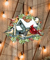 Designocracy Winter Cardinals Christmas Wooden Door Hanger Wall Decor S. Winget