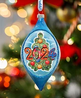 Designocracy 2024 Dated Christmas Tree Drop Mercury Glass Christmas Ornaments G. DeBrekht