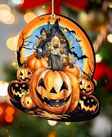 Designocracy Holiday Wooden Ornaments Haunted House Home Decor G. DeBrekht
