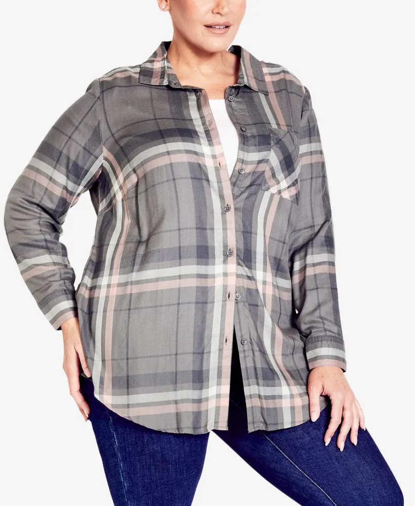 Avenue Plus Kylee Check Shirt Top