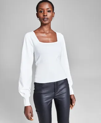 And Now This Women's Square-Neck Fitted Sweater, Created for Macy's