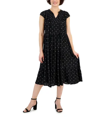 Style & Co Women's Printed Ruffled Shine Midi Dress, Created for Macy's