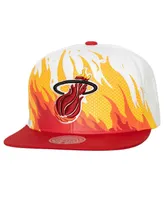 Men's Mitchell & Ness White Miami Heat Hot Fire Snapback Hat