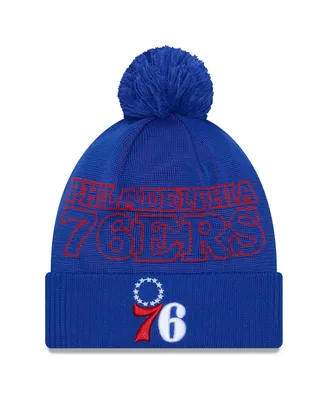 Men's New Era Royal Philadelphia 76ers 2023 Nba Draft Cuffed Knit Hat with Pom