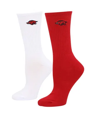 Women's ZooZatz Cardinal, White Arkansas Razorbacks 2-Pack Quarter-Length Socks