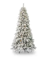 Seasonal Frosted Acadia 7.5' Pre-Lit Full Flocked Pe Mixed Pvc Tree with Metal Stand, 3265 Tips, 400 Changing Led Lights