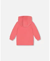 Girl Super Soft Brushed Heavy Jersey Long Sleeve Hooded Tunic Coral - Child