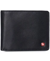 Alpine Swiss Men's Leather Rfid Bifold Wallet 2 Id Windows Divided Bill Section