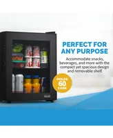 Newair 60 Can Beverage Fridge with Glass Door, Small Freestanding Mini Fridge in Black, Perfect for Beer, Snacks or Soda
