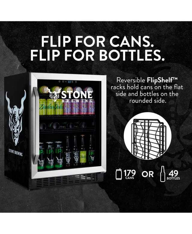 Newair Stone® Brewing 180 Can FlipShelf™ Beverage and Beer Refrigerator,  24” Built-In or Freestanding Wine Cooler with Reversible Shelves, Perfect  for