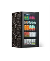 Newair "Beers of the World" Custom Designed Freestanding 126 Can Beer Fridge with Split Shelf