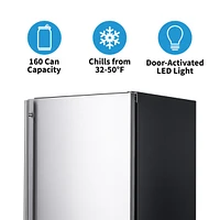 Newair 24" Built-in 160 Can Outdoor Beverage Fridge in Weatherproof Stainless Steel with Auto-Closing Door and Easy Glide Casters