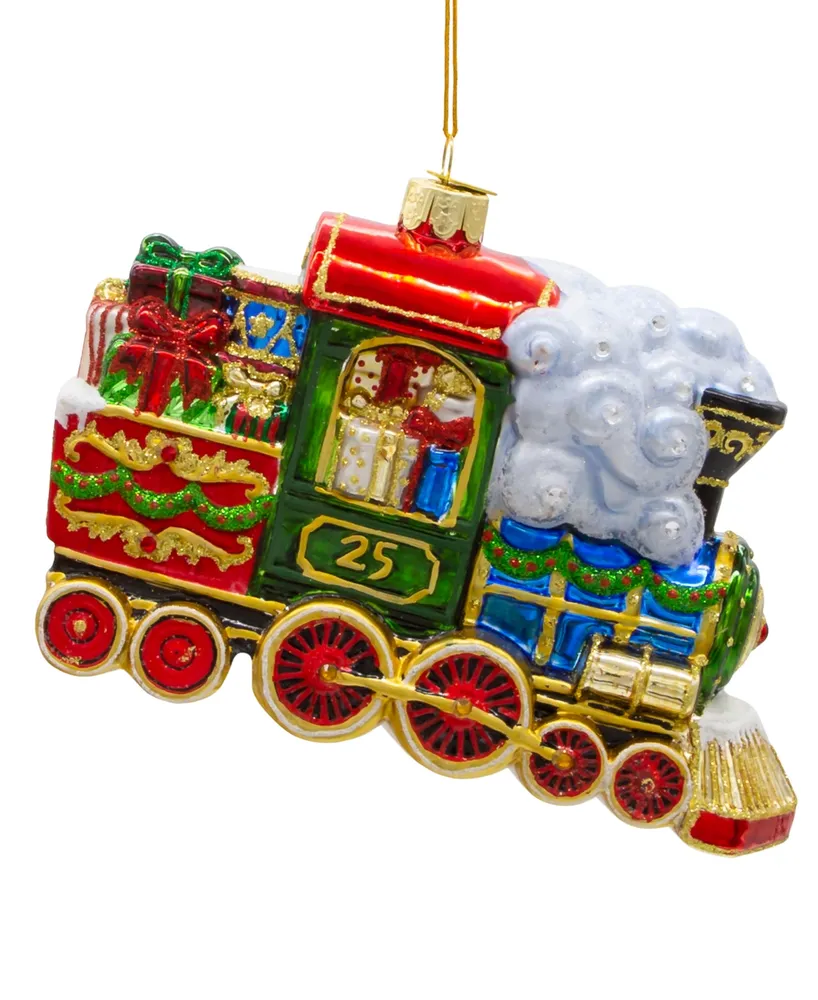 Kurt Adler 6" Bellissimo Glass Santa with Train Ornament