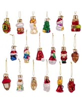 Kurt Adler 2-2.5" Mini Christmas Shape Glass Ornaments, 18 Piece Set