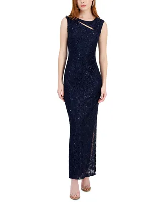 Connected Women's Lace Cutout Cap-Sleeve Gown