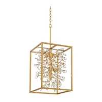 Possini Euro Design Carrine Light Brass Gold Pendant Chandelier Lighting 15 1/4" Wide Modern Clear Crystal Accents 4-Light Fixture for Dining Room Hou