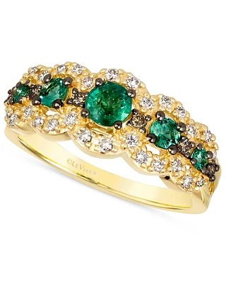 Le Vian Costa Smeralda Emeralds (3/8 ct. t.w.) & Diamond (1/3 ct. t.w.) Scalloped Ring in 14k Gold