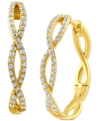 Diamond Twist Small Hoop Earrings (1/2 ct. t.w.) in 10k Gold, 0.9"