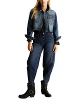 Frye Women's Studded Cropped Cotton Cargo Denim Jacket