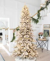 Glitzhome 11' Pre-Lit Flocked Slim Fir Artificial Christmas Tree with 950 Warm White Lights