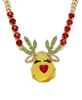 Betsey Johnson Faux Stone Reindeer Pendant Necklace