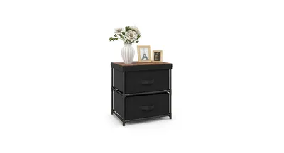 Slickblue 2-Drawer Nightstand with Removable Fabric Bins and Pull Handles