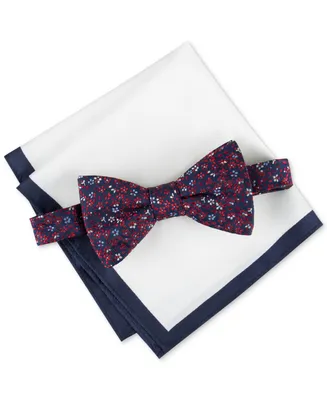 Tommy Hilfiger Men's Botanical Bow Tie & Tipped Pocket Square Set