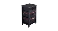 3 Tiers Wooden Storage Nightstand with 2 Baskets and 1 Drawer