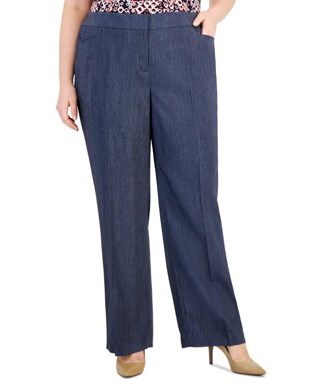 Kasper Petite Mid Rise L-Pocket Straight-Leg Pants - Macy's