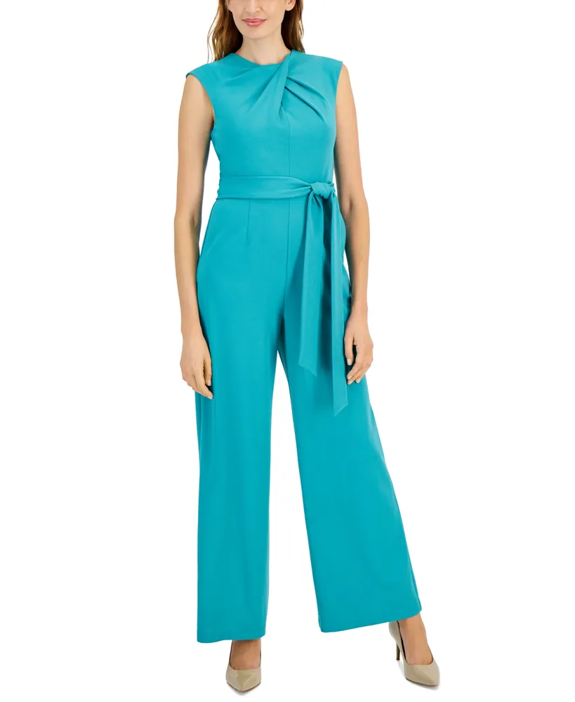 Tahari Asl Women's Scuba Crepe Cross-Neck Jumpsuit