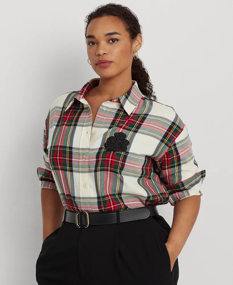 Lauren Ralph Lauren Plus Size Beaded Crest Shirt