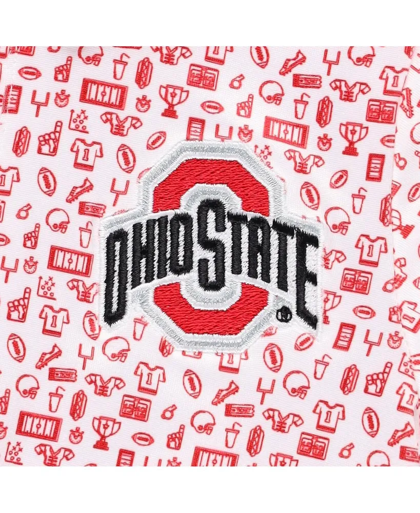 Infant Boys and Girls Garb White Ohio State Buckeyes Crew All-Over Print Polo Bodysuit