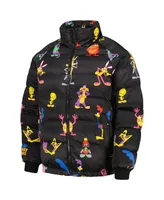 Men's Freeze Max Black Looney Tunes Raglan Full-Zip Puffer Jacket