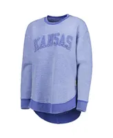 Women's Pressbox Royal Kansas Jayhawks Ponchoville Pullover Sweatshirt