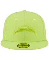 Men's New Era Neon Green Los Angeles Chargers Color Pack Brights 59FIFTY Fitted Hat