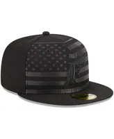 Men's New Era Black Florida Marlins Cooperstown Collection Tonal Flag 59FIFTY Fitted Hat