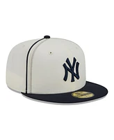 Men's New Era Cream, Navy York Yankees Chrome Sutash 59FIFTY Fitted Hat