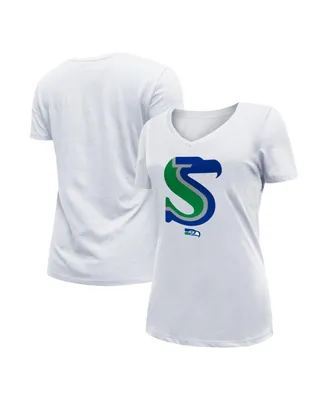 Women's New Era White Seattle Seahawks City Originals V-Neck T-shirt