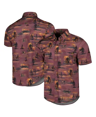 Men's and Women's Rsvlts Maroon Yellowstone Tough & Merciless Kunuflex Button-Down Shirt