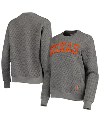 Women's Pressbox Heather Charcoal Texas Longhorns Moose Quilted Pullover Sweatshirt