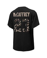 Women's Majestic Threads Christian McCaffrey Black San Francisco 49ers Leopard Player Name and Number Tri-Blend T-shirt