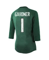 Women's Majestic Threads Ahmad Sauce Gardner Green New York Jets Player Name and Number Tri-Blend Raglan 3/4-Sleeve T-shirt