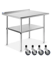 Gridmann x Inch Stainless Steel Table w/ Backsplash & 4 Casters