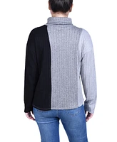 Ny Collection Women's Long Sleeve Colorblocked Top