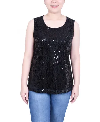 Ny Collection Women's Sleeveless Sequined Tank Top with Combo Banding