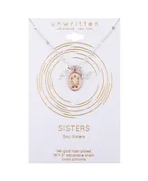 Unwritten 14K Rose Gold Plated Heart and Butterfly, Cubic Zirconia Butterfly and Silver Plated Sister Pendant Necklace