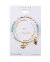 Unwritten Cubic Zirconia Flower and Bezel Bangle Bracelet