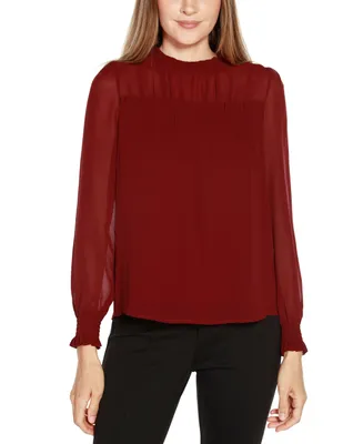 Belldini Black Label Women's Gathered Chiffon Top